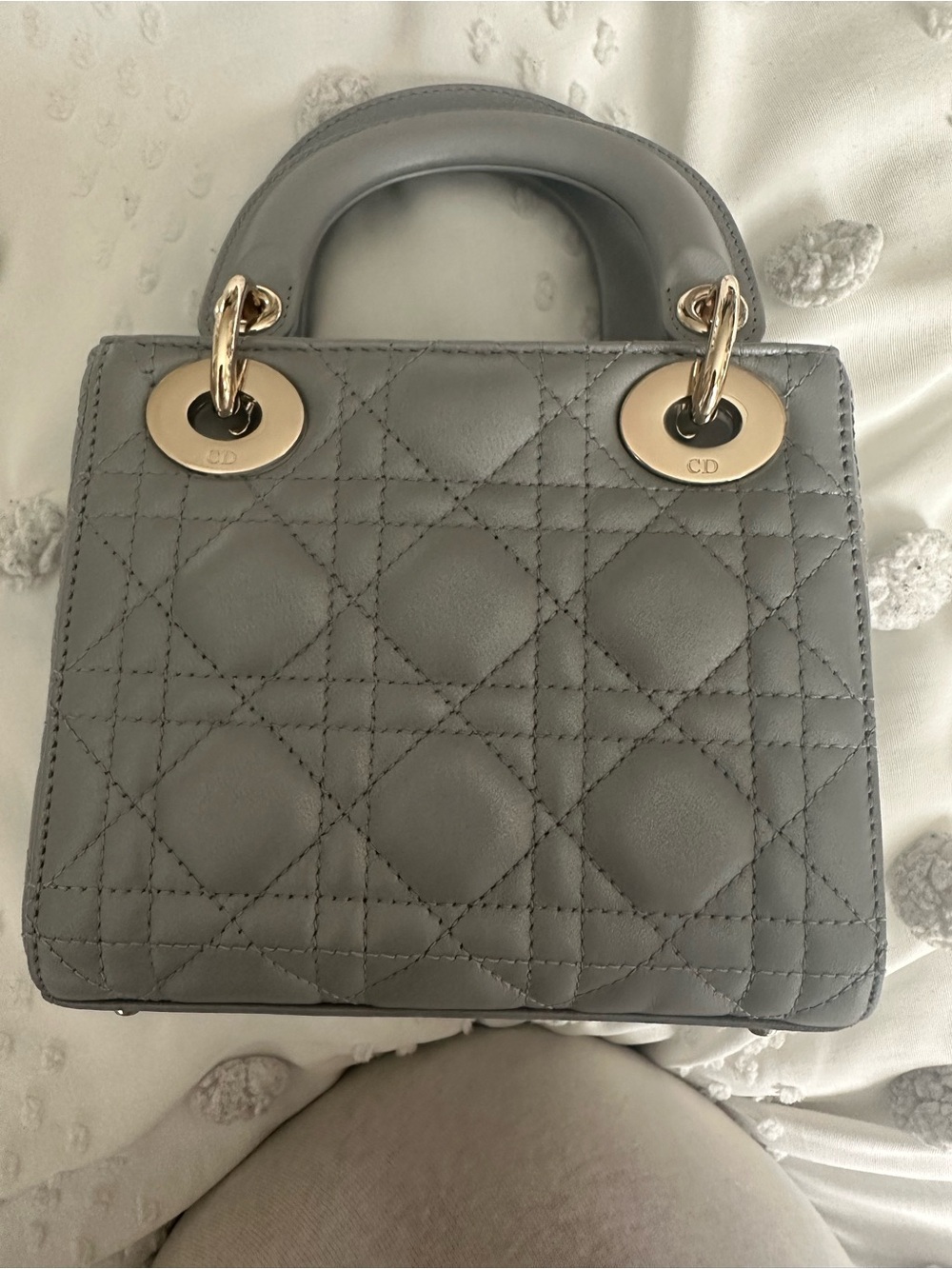 Lady Dior mini-Opaline Gray Pearlescent Cannage eeeLambskin - Picture 4 of 7